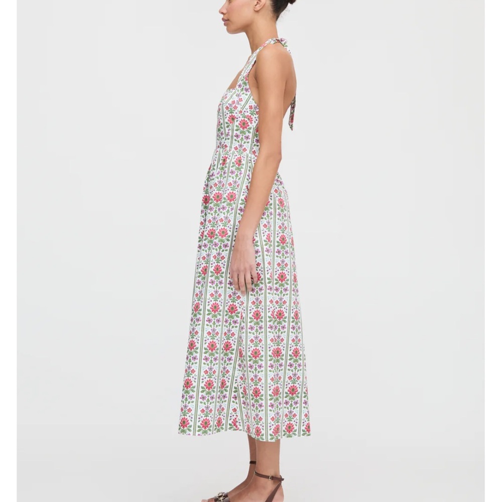 Hill House Pink and Green Floral Midi Dress